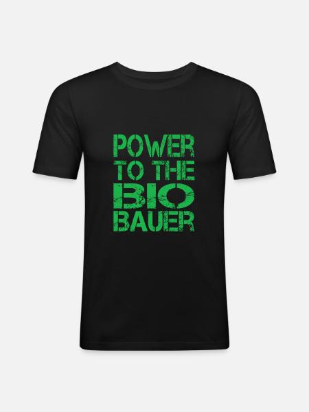 Power To The Bio Bauer - Männer Slim Fit T-Shirt - Schwarz