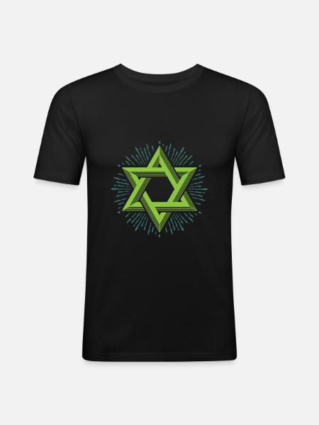 Davids stjerne, religion hexagram jødedom jøde - Herre Slim Fit T-Shirt - sort