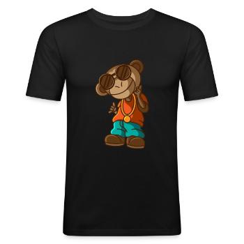 Hip Hop Monkey, rappeur gangsta rap cadeau - T-shirt près du corps Homme - noir - Devant - Nik (191cm)