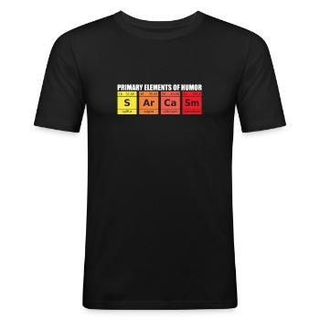 Sarcasme humour lettres chimiques phrase - T-shirt près du corps Homme - noir - Devant - Nik (191cm)