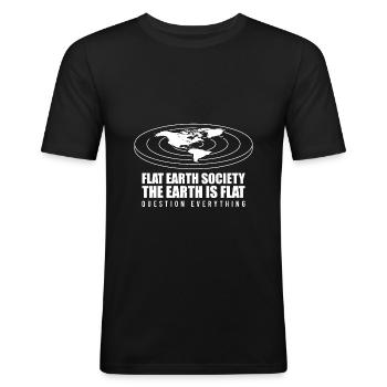 Flat Earth Society - Men's Slim Fit T-Shirt - black - Front - Nik (191cm)