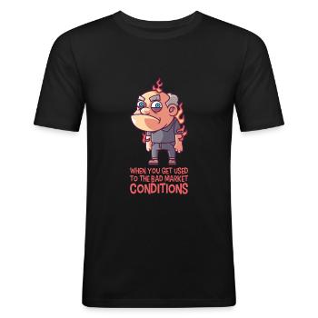 Bad market conditions - Men's Slim Fit T-Shirt - black - Front - Nik (191cm)