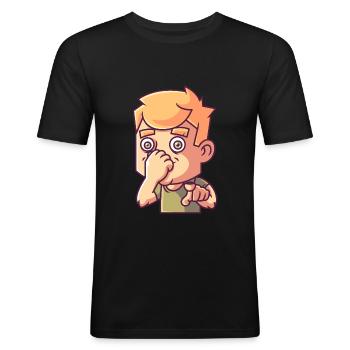 Provokanter Junge, provokation frech stinken - Männer Slim Fit T-Shirt - Schwarz - Vorne - Nik (191cm)