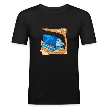 Tunnel forage de construction tunnelier - T-shirt près du corps Homme - noir - Devant - Nik (191cm)