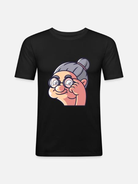 Grandma shows a bird - Men's Slim Fit T-Shirt - black