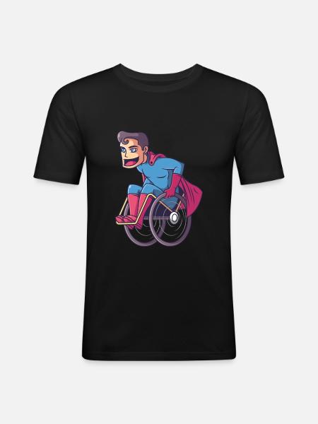 Superheld im Rollstuhl, held rollstuhlfahrer - Männer Slim Fit T-Shirt - Schwarz