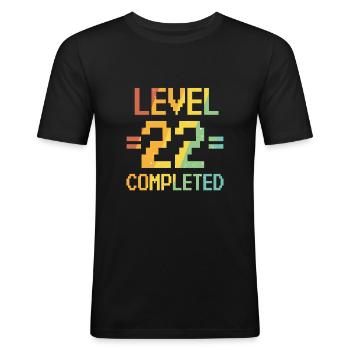 22. Geburtstag Retro Level 22 Jahre Party - Männer Slim Fit T-Shirt - Schwarz - Vorne - Nik (191cm)