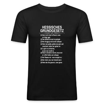 Hessisches Grundgesetz Hessen Dialekt - Männer Slim Fit T-Shirt - Schwarz - Vorne - Nik (191cm)