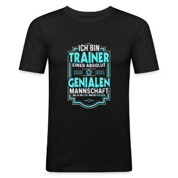 Handball Trainer Spruch Lustig Handballer - Männer Slim Fit T-Shirt - Schwarz - Vorne - Nik (191cm)