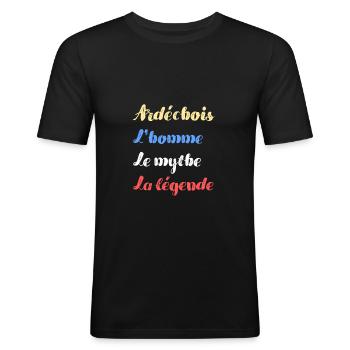 ardechois homme mythe legende humour ardeche homme - T-shirt près du corps Homme - noir - Devant - Nik (191cm)