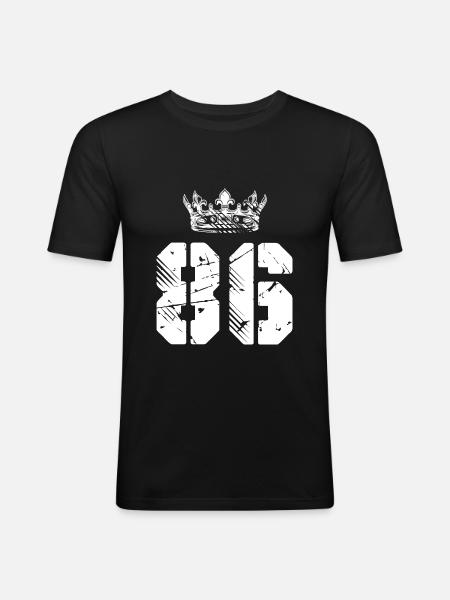 86 Number crown - Men's Slim Fit T-Shirt - black