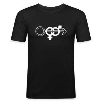 cuckold wife sharing symbol - Männer Slim Fit T-Shirt - Schwarz - Vorne - Nik (191cm)