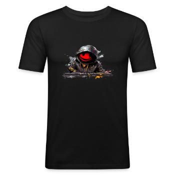 Dj musik turntable disco - Männer Slim Fit T-Shirt - Schwarz - Vorne - Nik (191cm)