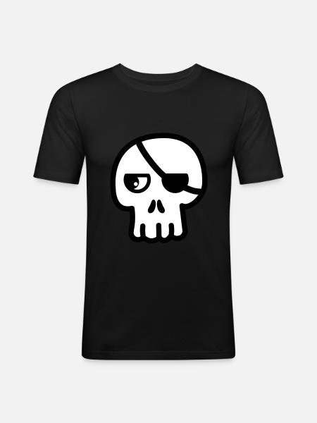 Skull Eye Patch Kawaii - Men's Slim Fit T-Shirt - black