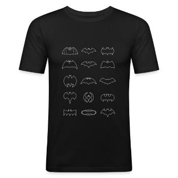 Batman Logo Geschichte weiß - Männer Slim Fit T-Shirt - Schwarz - Vorne - Nik (191cm)