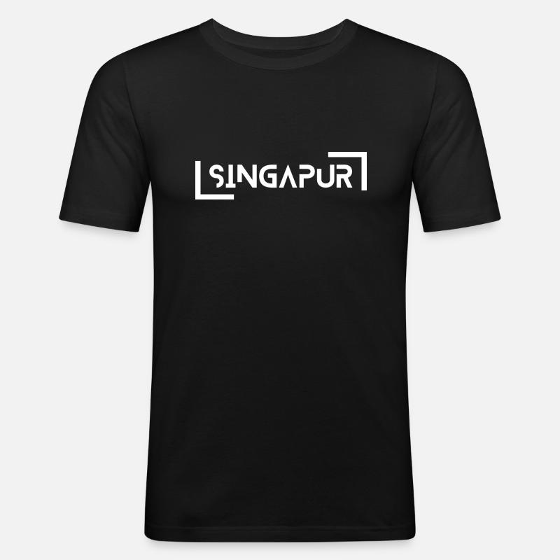 Singapur - Männer Slim Fit T-Shirt - Schwarz