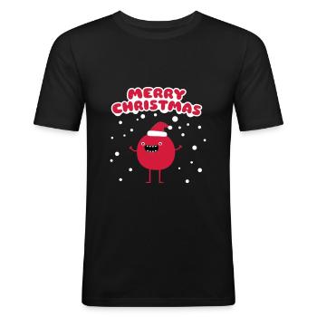 Funny Santa Claus - Merry Christmas - Men's Slim Fit T-Shirt - black - Front - Nik (191cm)