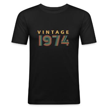 vintage 1974 - Men's Slim Fit T-Shirt - black - Front - Nik (191cm)
