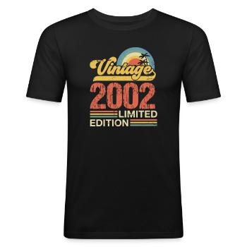 Edition Limitée Vintage Anniversaire Année 2002 - T-shirt près du corps Homme - noir - Devant - Nik (191cm)