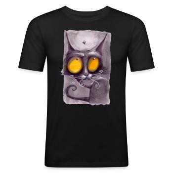 Serial Cat 06 - Men's Slim Fit T-Shirt - black - Front - Nik (191cm)