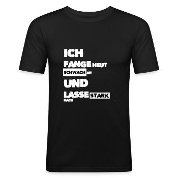 lustige status sprüche t shirt - Geschenkidee - Männer Slim Fit T-Shirt - Schwarz - Vorne - Nik (191cm)