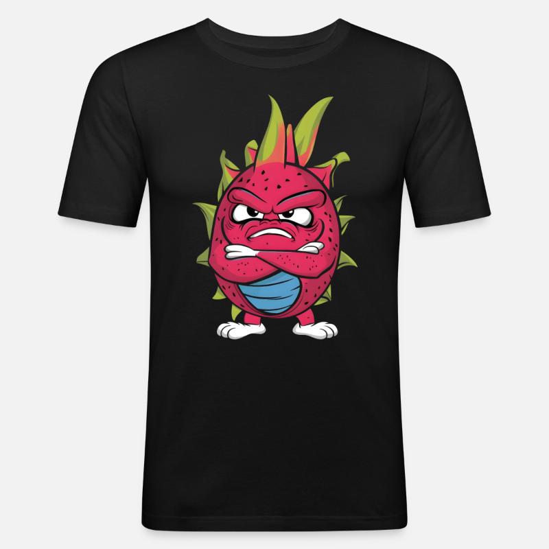 Drachenfrucht - Männer Slim Fit T-Shirt - Schwarz