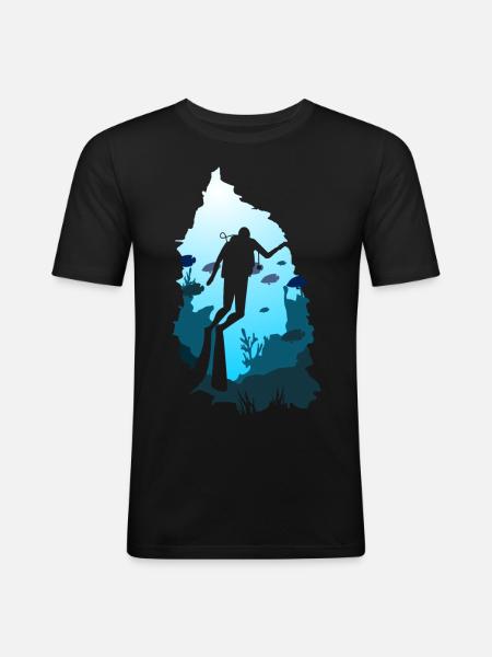 plongee - T-shirt près du corps Homme - noir