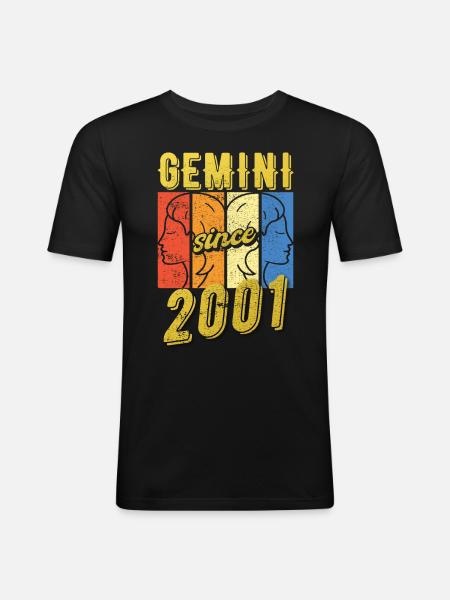 Gemini Sternzeichen 2001 Geschenk - Männer Slim Fit T-Shirt - Schwarz