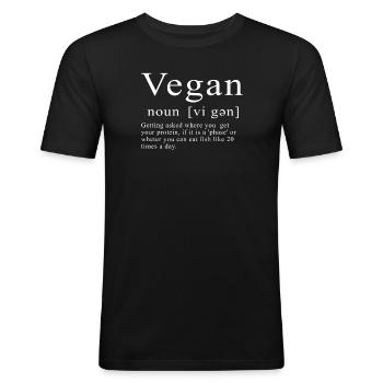 Vegan Substantiv Lustig Definition Lustig Vegan - Männer Slim Fit T-Shirt - Schwarz - Vorne - Nik (191cm)