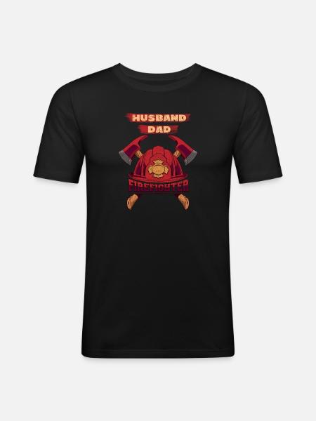 Husband Dad Firefighter - Men's Slim Fit T-Shirt - black