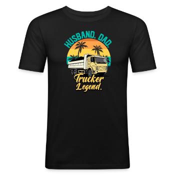Mari Papa Camionneur Légende - T-shirt près du corps Homme - noir - Devant - Nik (191cm)