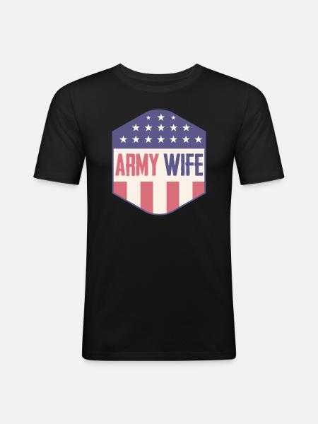 Armee-Ehefrau Militär-Mutter - Männer Slim Fit T-Shirt - Schwarz