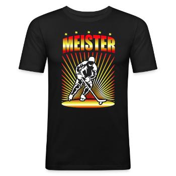 Eishockey Meister Eishockeyspieler Geschenk - Männer Slim Fit T-Shirt - Schwarz - Vorne - Nik (191cm)