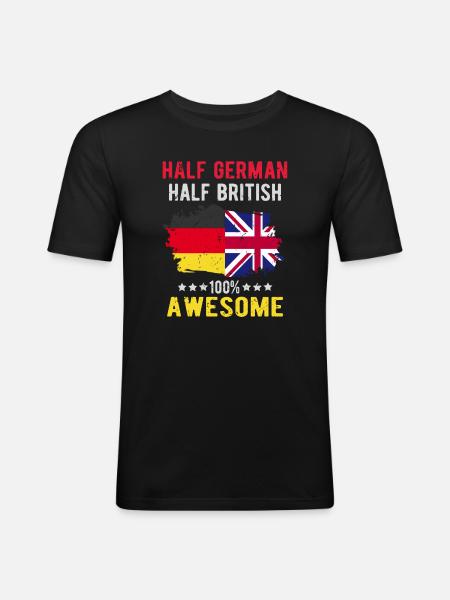 Half German Half British - Men's Slim Fit T-Shirt - black