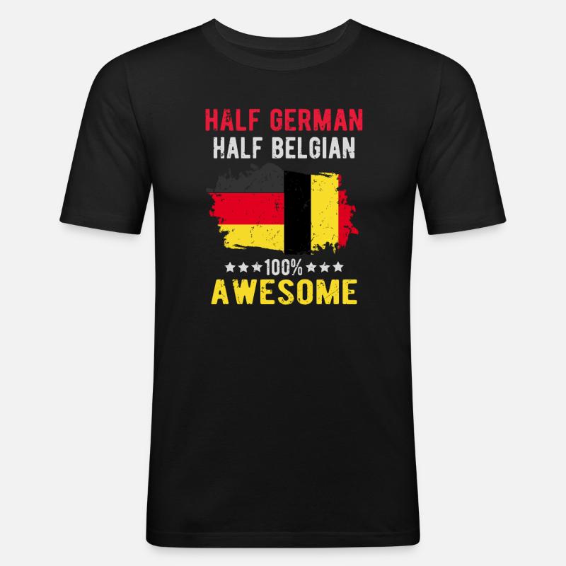 Half German Half Belgian - Men's Slim Fit T-Shirt - black