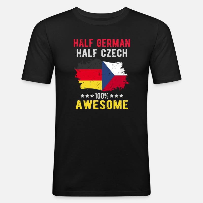 Half German Half Czech - Men's Slim Fit T-Shirt - black