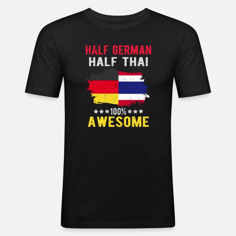 Half German half Thai - Men's Slim Fit T-Shirt - black