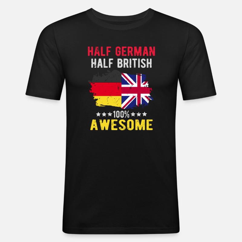 Half German Half British - Men's Slim Fit T-Shirt - black