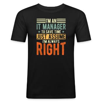 It Manager - Männer Slim Fit T-Shirt - Schwarz - Vorne - Nik (191cm)
