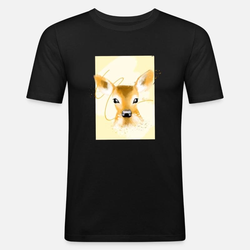 faon mignon, dessin - T-shirt près du corps Homme - noir