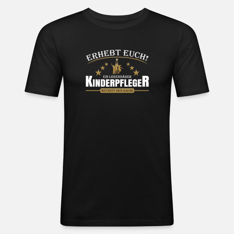 Kinderpfleger - Männer Slim Fit T-Shirt - Schwarz