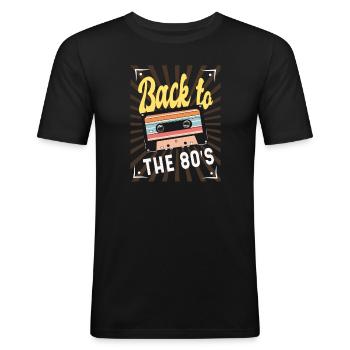 Retro 80s Back To The 80's - Men's Slim Fit T-Shirt - black - Front - Nik (191cm)