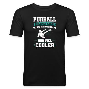 Fußball Trainer Papa Geschenkidee - Männer Slim Fit T-Shirt - Schwarz - Vorne - Nik (191cm)