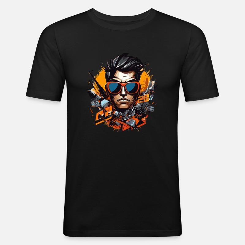 Dude - Männer Slim Fit T-Shirt - Schwarz
