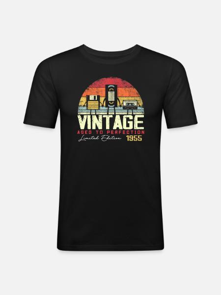 Cadeau Millésime 1955 - T-shirt près du corps Homme - noir