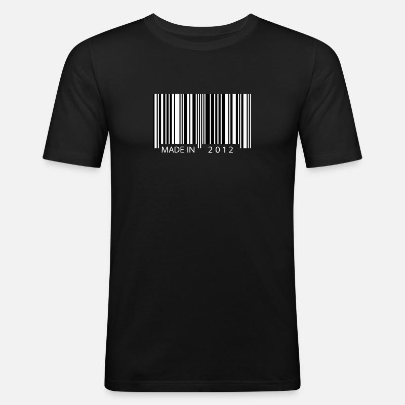 Made in 2012 Barcode Geschenk - Männer Slim Fit T-Shirt - Schwarz