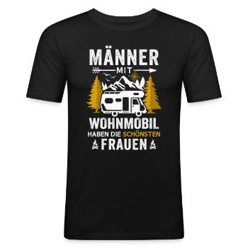 Wohnmobil Camping Wohnmobilfahrer Campingurlaub - Männer Slim Fit T-Shirt - Schwarz - Vorne - Nik (191cm)