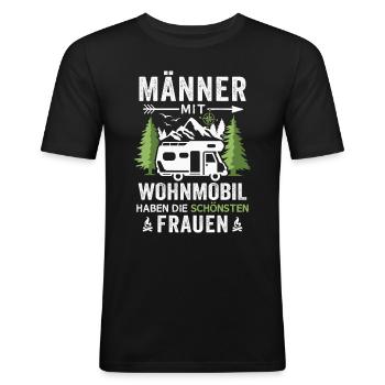 Wohnmobil Camping Wohnmobilfahrer Campingurlaub - Männer Slim Fit T-Shirt - Schwarz - Vorne - Nik (191cm)