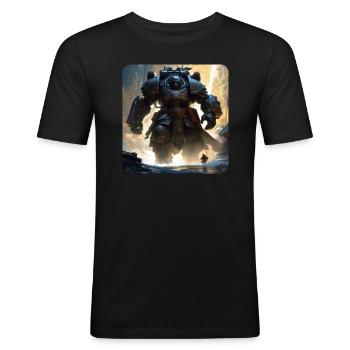 Dunkler Cyborg Android Krieger - Männer Slim Fit T-Shirt - Schwarz - Vorne - Nik (191cm)