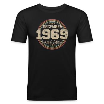 De legendes werden geboren in december 1969 - 1969 - Mannen slim fit T-shirt - zwart - Voor - Nik (191cm)